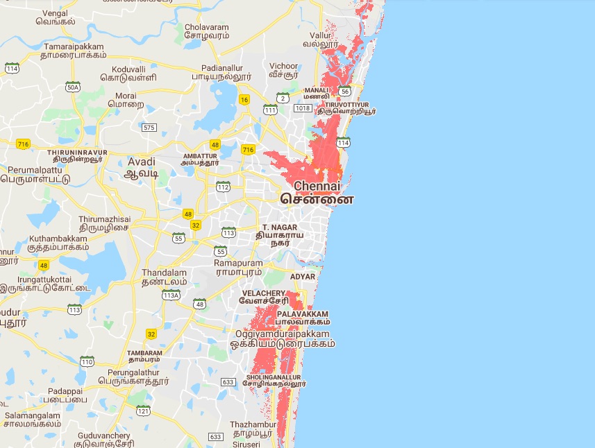 Chennai drowning map
